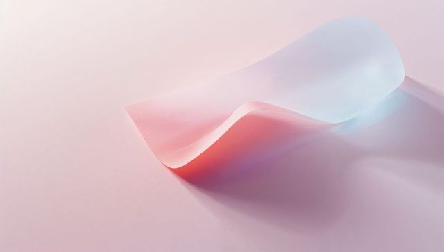 Translucent sheet with pastel gradients on smooth surface
