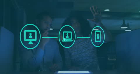 Professionals Analyzing Digital Network Connections