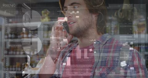 Modern Businessman Engaging with Futuristic Digital Interface