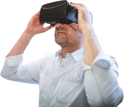 caucasian man using vr headset on transparent background - Download Free Stock Videos Pikwizard.com