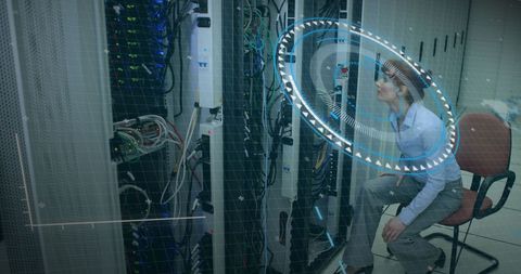 Businesswoman Analyzing Data Servers with Futuristic Interface - Download Free Stock Images Pikwizard.com