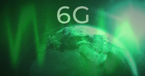 Futuristic 6G Technology with Digital Green Earth Visual