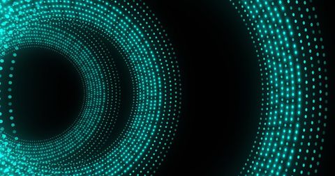 Spinning blue glowing circles on black background
