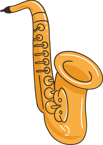 Flat Design Brass Saxophone on Transparent Background