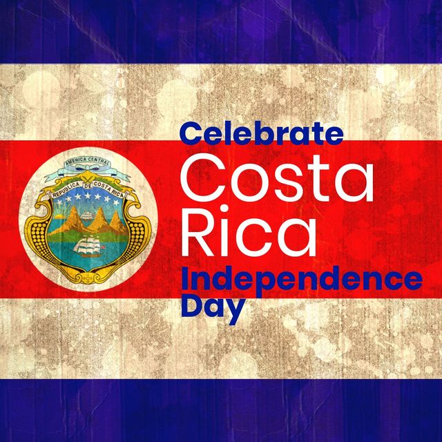 Costa rica independence day text banner against costa rica flag design on wooden background. Costa rica independence awareness and celebration concept