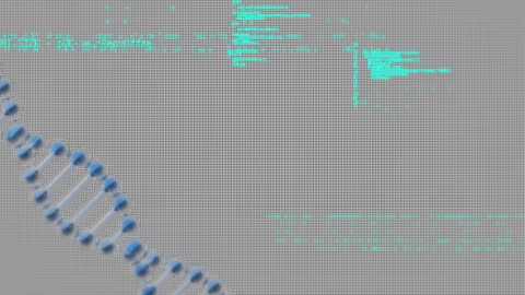 DNA Strand with Data Visualization Overlays