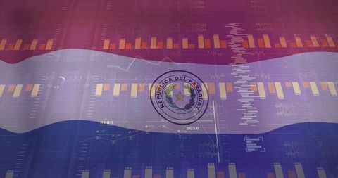 Paraguay Flag Overlay with Economic Data Visualization Themes