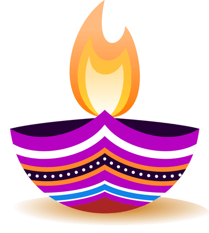 Transparent diya with vibrant decorative stripes