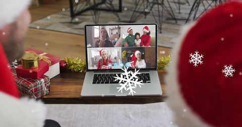 Virtual Christmas Video Call with Snow Animation - Download Free Stock Images Pikwizard.com
