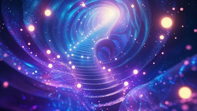 Abstract Cosmic Tunnel with Luminescent Orbs