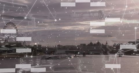 Digital Financial Data Overlay on London Skyline