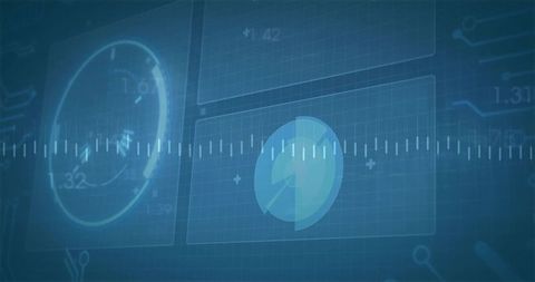 Futuristic Radar HUD Interface with Glowing Circular Display and Grid Overlay, Blue Tech