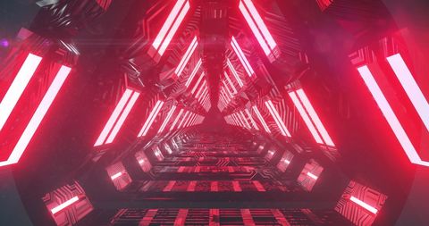 Futuristic Corridor with Neon Red Illumination - Download Free Stock Images Pikwizard.com