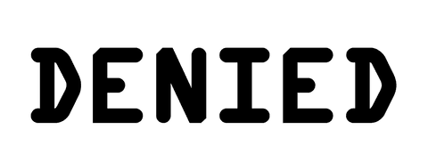 Black denied text on transparent background