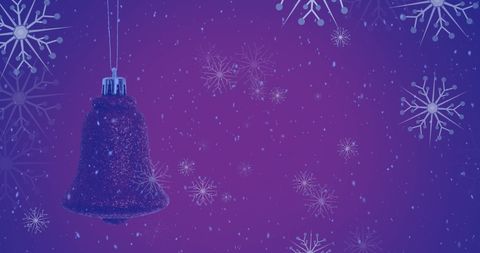 Festive Red Bell Decoration Against Snowy Background