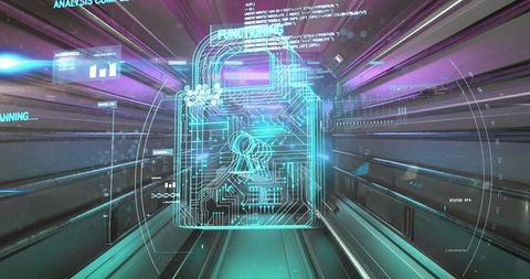 digital security lock in futuristic virtual corridor - Download Free Stock Images Pikwizard.com