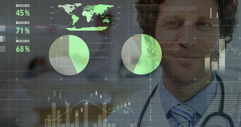 Caucasian Male Doctor with Financial Graph Overlay - Download Free Stock Images Pikwizard.com