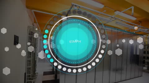 Digital Speedometer Animation in Modern Server Room