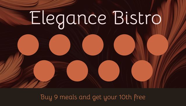 Ideal for upscale restaurants and eateries looking to enhance customer loyalty programs. The modern abstract background creates a stylish and sophisticated look, appealing to guests who enjoy fine dining. Effective for encouraging repeat visits by providing an attractive promotion for frequent diners.