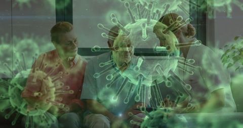 Healthcare Professionals Discussing Virus Concerns with Elderly Patients