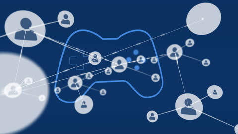 Digital Connection Network with Game Controller Icons