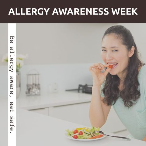 Allergy Awareness Week: Asian Woman Enjoying Healthy Salad - Download Free Stock Templates Pikwizard.com