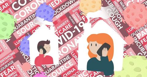 Virtual communication during covid-19 pandemic conceptual artwork