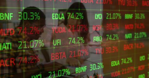 Financial Data Overlay with Creative Teamwork in Office - Download Free Stock Images Pikwizard.com