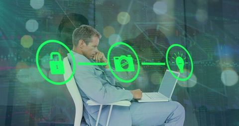 Businessman Analyzing Technologies and Network Connection