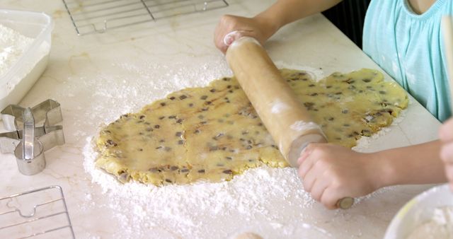 Child Rolling Cookie Dough with Rolling Pin - Download Free Stock Images Pikwizard.com