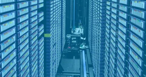 advanced data center with automated storage systems - Download Free Stock Images Pikwizard.com
