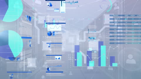 Animated Financial Data and Graphs on Futuristic Interface