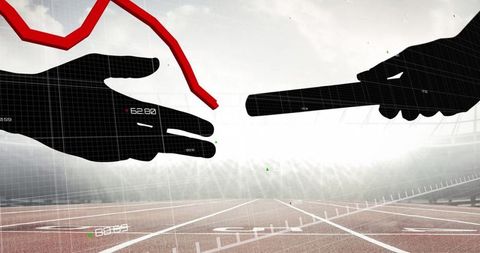 Business decline concept with relay baton handover
