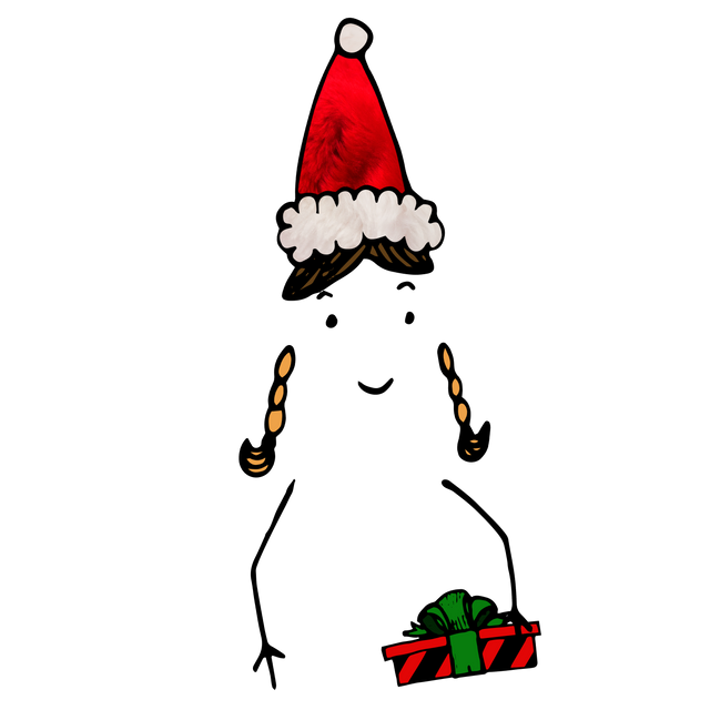 Transparent Digital Illustration: Santa Hat, Braids, and Christmas Gift - Download Free Stock Videos Pikwizard.com