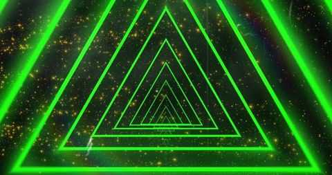 Neon Green Triangles Overlay Digital Space