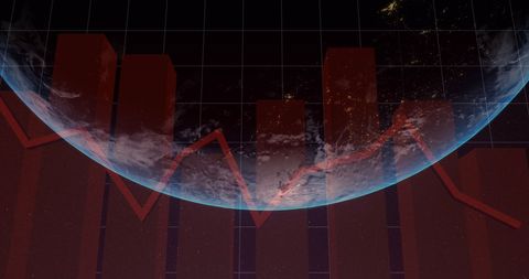 Earth Facing Economic Decline with Global Financial Graph - Download Free Stock Images Pikwizard.com