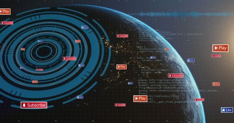 Digital Communication Social Media Icons Over Earth - Download Free Stock Images Pikwizard.com