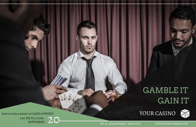 High-Stakes Card Game Promotion at Casino Event - Download Free Stock Templates Pikwizard.com