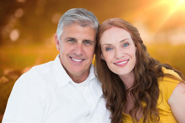 Digital composite of Portrait of happy senior couple