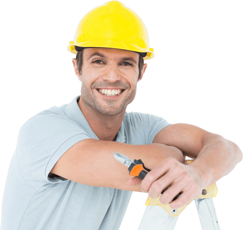 Smiling Technician in Safety Gear Holding Pliers with Transparent Background - Download Free Stock Videos Pikwizard.com