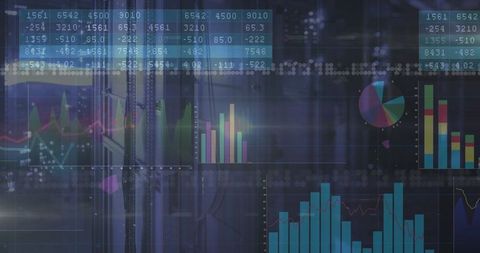 Futuristic technology analytics with data visualizations