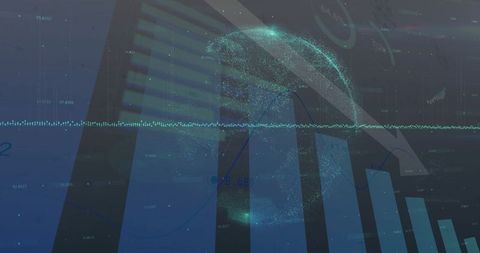 Globe Overlay on Data Interface with Charts and Analytics