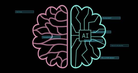 Human Brain and AI Integration Explored with Questions and Prompts - Download Free Stock Images Pikwizard.com