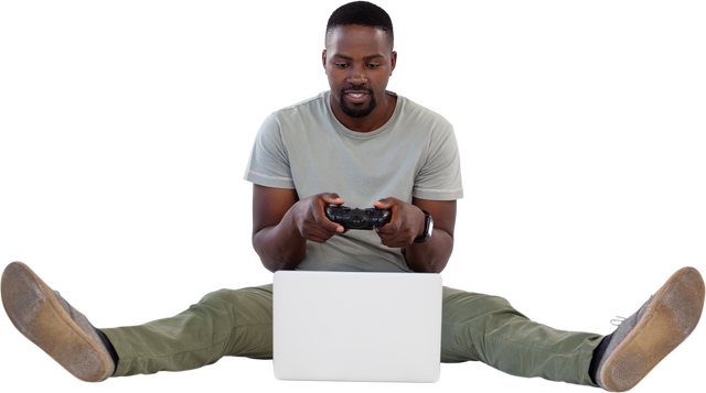 Young Man Playing Video Game on Laptop Transparent Background - Download Free Stock Videos Pikwizard.com