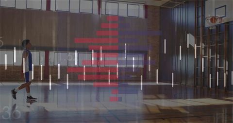 Athlete examines his potential in school gym analytics concept