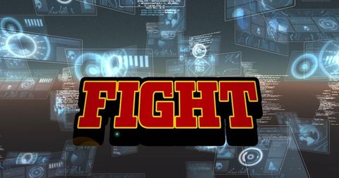 digital conflict concept with databases and fight text - Download Free Stock Images Pikwizard.com