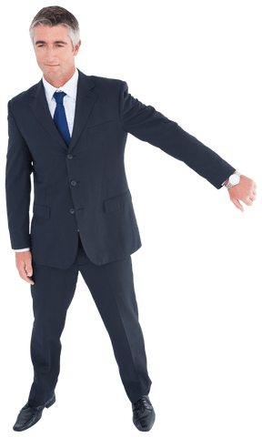 Transparent businessman indicating disappointment gesture