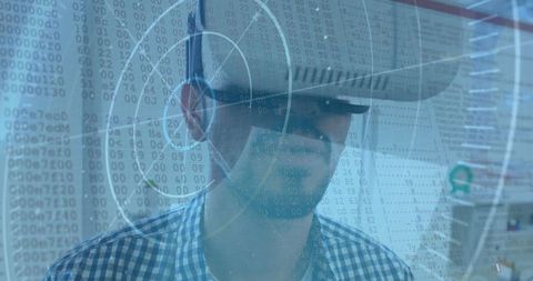 Man Engaging with Technology Through Virtual Reality Headset - Download Free Stock Images Pikwizard.com