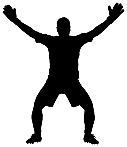 Excited sportsman celebrating victory in transparent silhouette