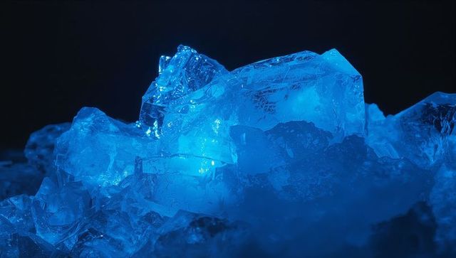 Luminous Blue Crystal Geode with Internal Glow in Dark Setting